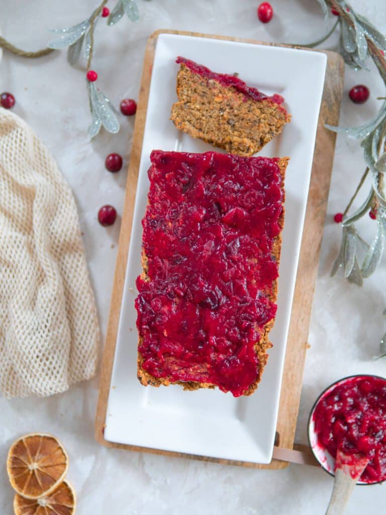 Veganer Linsebraten mit Cranberry Soße