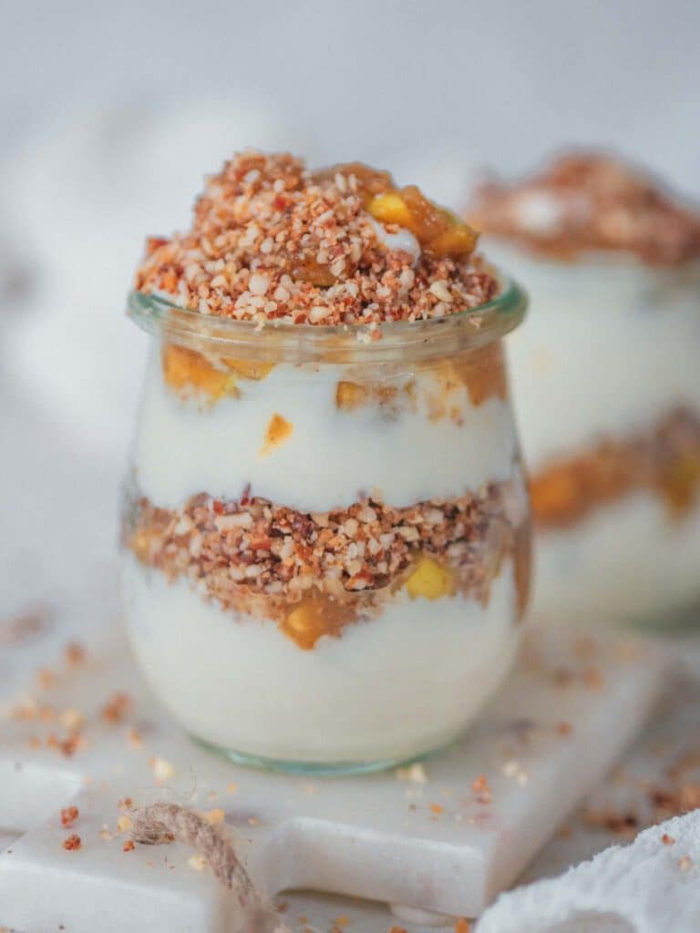 Apfelkuchen Parfait im Glas vegan