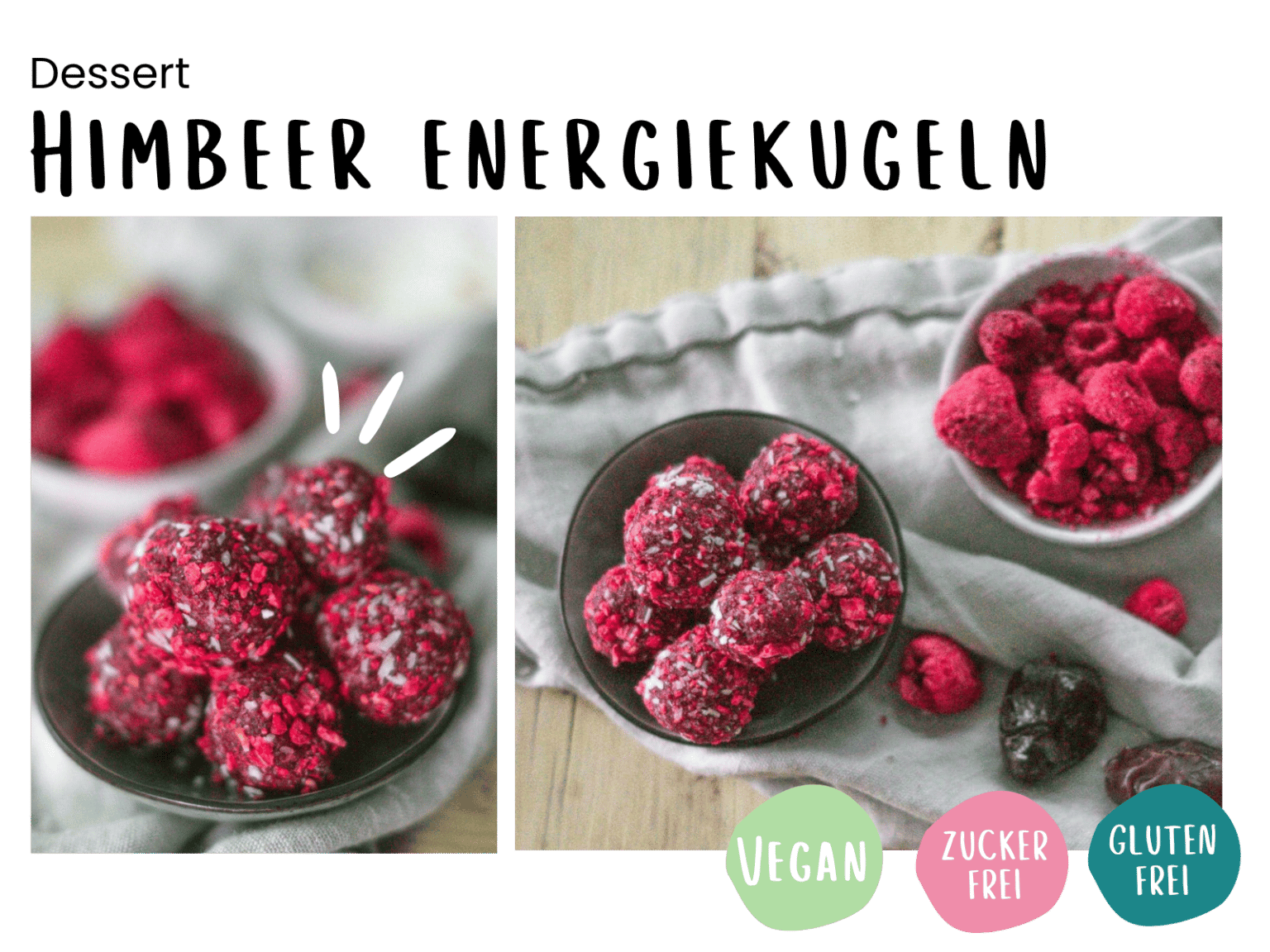 Rohkost Himbeer-Energiekugeln aus nur 3 Zutaten [vegan &amp; zuckerfrei ...