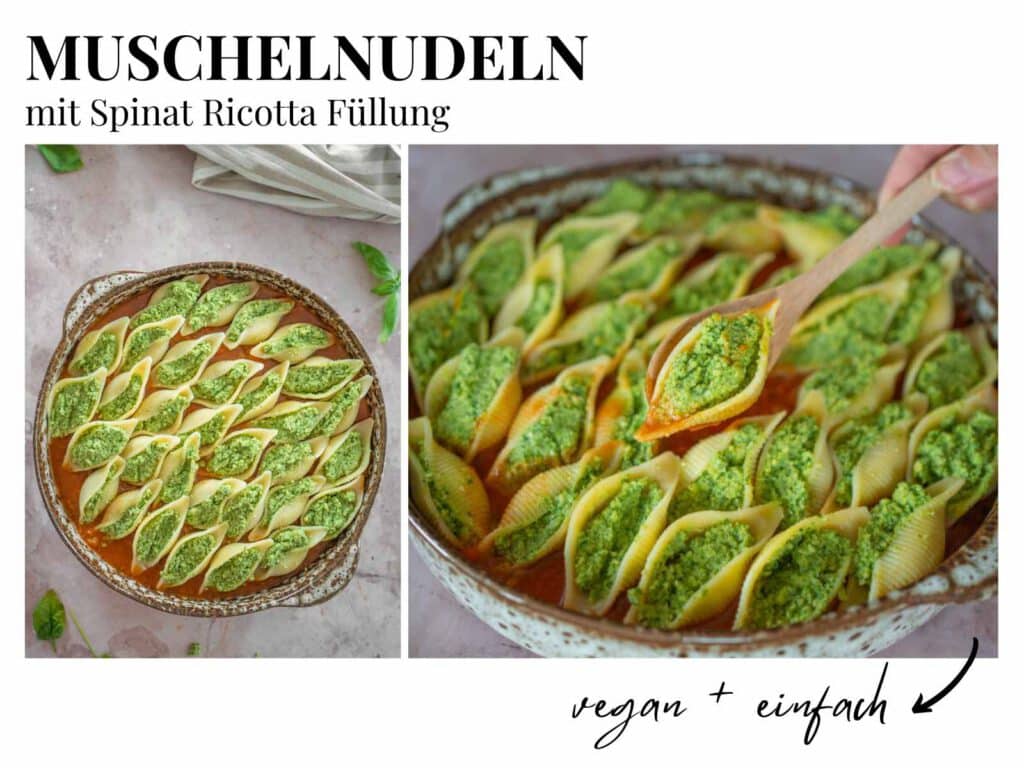Muschelnudeln mit Ricotta Spinat vegan Rezept