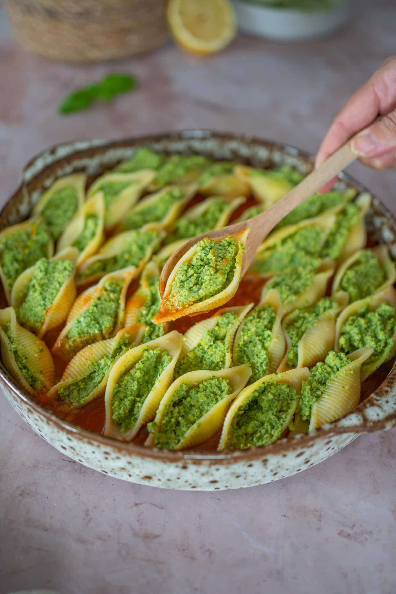 Muschelnudeln mit Spinat-Ricotta Füllung
