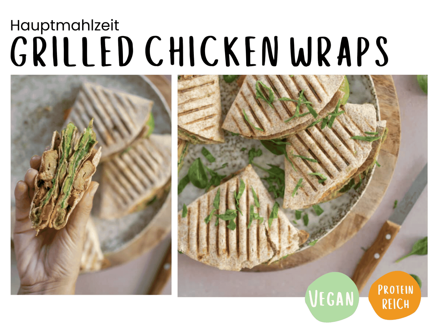 Vegane Grilled Chicken Wraps mit grünem Pesto Plantpower Nutrition