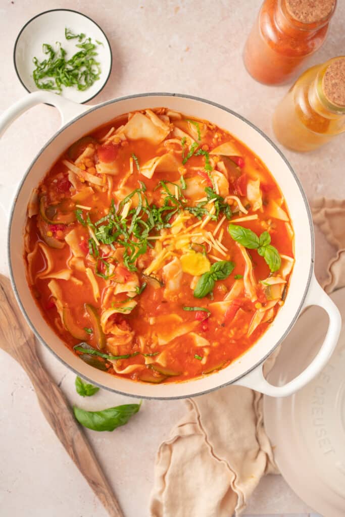 Gesunde Lasagne Suppe mit Linsen Rezept