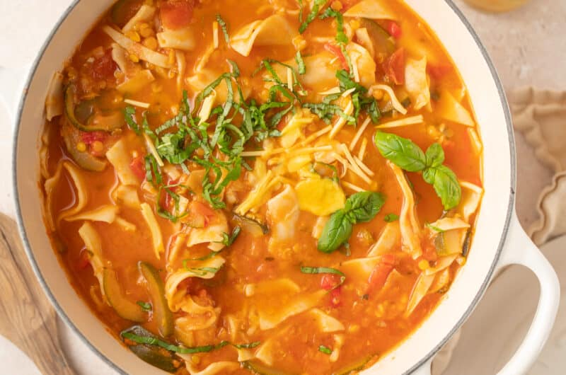 Lasagne Suppe (Vegan & Proteinreich)