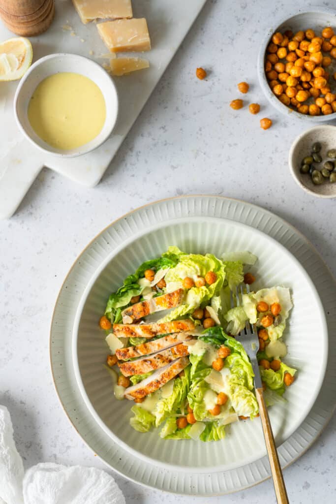 Rezept für veganen Caseser Salat einfach Dessing gesund